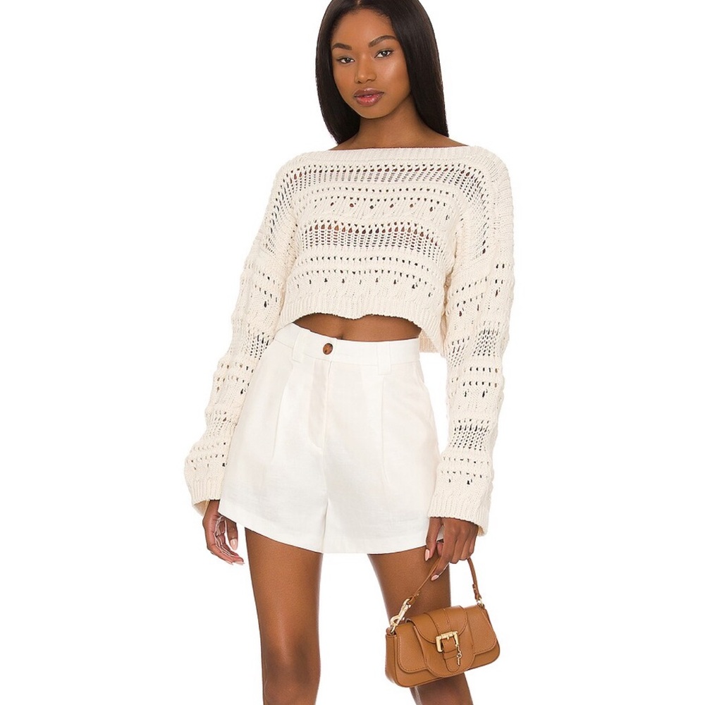 Tularosa Francis Stitch Cropped Pullover in Ivory small